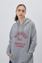 Women's Gray Color Printed Hooded Oversize Sweatshirt