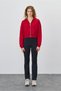 Women's Hooded Red Color Crop Sweatshirt Cardigan - 5