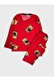 Girl's Cotton Suede Fabric Red Teddy Bear Patterned Long Sleeve Pajama Set - 2