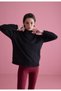 Women's Black Washed Pocketed Turtleneck Sweatshirt - 3