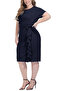 Women's Large Size Navy Blue Waist Draped Ruffle Large Size Evening Dress - 3