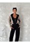 Women's Navy Blue Zippered Oys Fabric Tracksuit Set
