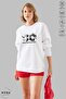 Unisex Long Sleeve Ataturk Infinity Printed Crew Neck Hoodless Ribbed Oversize Sweatshirt - 2