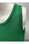 Emerald Green Halter Neck Crop Top Darkalıp Ribbed Thin Bias Bustier - 4
