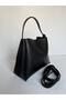 Women's Black Adjustable Strap Shoulder and Crossbody Bag Stylish Daily Bag Equivalent Bag with Zipper - 4