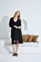 Women's Nightgown and Dressing Gown Set with Rope Strap Nightgown Cotton - Black & White - 6