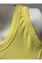 Lemon Yellow Halter Collar Crop Top Darkalıp Ribbed Thick Bias Bustier - 4