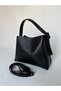 Women's Black Adjustable Strap Shoulder and Crossbody Bag Stylish Daily Bag Equivalent Bag with Zipper - 2