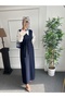 Navy Blue Tweed Hijab Gilet - 5