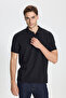 Non-Shrinkable Cotton Fabric Slim Fit Slim Fit Men's Black-Black Uncurlable Polo Collar T-Shirt - 2