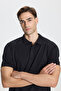 Non-Shrinkable Cotton Fabric Slim Fit Slim Fit Men's Black-Black Uncurlable Polo Collar T-Shirt - 6
