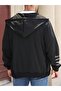 Men's Black Nasa Printed Hooded Zippered Cardigan - 2
