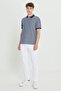 3-Piece Non-Shrink Cotton Fabric Slim Fit Men's Light Navy Blue-Grey-Black Non-Curling Polo Collar T-Shirt Pack - 7
