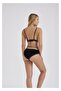 Moonlight 284 Black Velvet Padded Bra Set with Strappy Details - 2