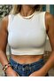 White Crop Top White Soft Fabric Crop Sleeveless White Blouse