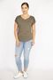 Women's Khaki Plus Size Cotton Fabric V-Neck Short Sleeve Shoulder Lace Detailed Blouse 65n36541 - 6
