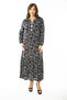 Women's Large Size Black Woven Viscose Fabric Hemline Tiered Long Sleeve Dress 65N36885 - 6