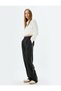 Wide Leg Trousers Pleated Buttoned Stripe Detailed Pocket - 2