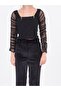 Girl's Glittery Sleeves Gathered Tulle Blouse - 7