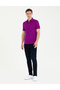 Purple Slim Fit 100% Mercerized Cotton Buttoned Polo Collar Basic T-Shirt 50274688-Vr038 - 4