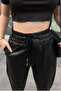 Women's Elastic Waist Leather Trousers - 3