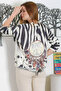 Italian Multicolor Round Neck Long Sleeve Tied Digital Printed Casual Knitwear Blouse - 8