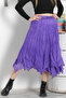 Purple Lined Washed Elastic Waist Casual Asymmetrical Woven Skirt