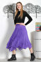 Purple Lined Washed Elastic Waist Casual Asymmetrical Woven Skirt - 5