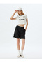Slogan Printed Crop T-shirt - Crew Neck, Ribbed Slim Fit - 2