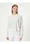 Ripped T-Shirt Long Sleeve Crew Neck Textured - 3