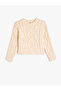 Basic Knitwear Sweater with Hair Braid Detail, Long Sleeves, Crew Neck