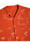 Short Sleeve Shirt Print Detail Single Pocket Viscose Fabric - 4