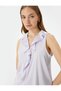 Ruffled V-Neck Blouse Sleeveless