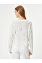 Ripped T-Shirt Long Sleeve Crew Neck Textured - 4