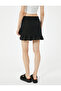 Ruffled Mini Linen Shorts Skirt Slim Fit with Bow Detail - 4