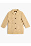 Plush Coat with Pocket Detail and Button Closure, Jacket Collar - 2