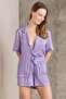 3-Piece Women's Pajama Set with Satin Printed Crop - 1225 Violet