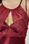Satin Lace Women's Nightgown and Dressing Gown Set - 4375 Claret Red - 5