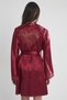 Satin Lace Women's Nightgown and Dressing Gown Set - 4090 Burgundy - 3