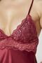 Satin Lace Women's Nightgown - 890 Burgundy - 3