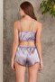 Satin Women's Shorts Set with Crop - 467 Royal - 3