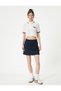 Polo Neck T-Shirt Crop Woven Short Sleeve Stripe Detailed - 2