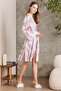 Satin Printed Women's Nightgown & Dressing Gown Set - 2420 Rose - 2