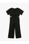 Jumpsuit Window Detailed Short Sleeve Crew Neck - 2
