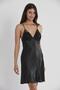 Satin Lace Women's Nightgown and Dressing Gown Set - 4250 Black - 5