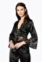 Satin Lace Women's Pajama Set - 1100 Black