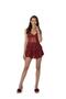 Satin Lace Women's Nightgown - 645 Claret Red - 2