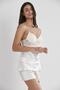 Satin Lace Shorts - Babydoll Set - 415 İnci
