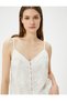 Pajama Top with Thin Straps, V-Neck, Embroidered Buttons