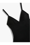 Strappy Swimsuit Textured V-Neck Covered Narrow Fit - 8